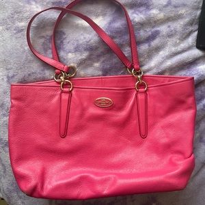 Hot pink Coach leather bag